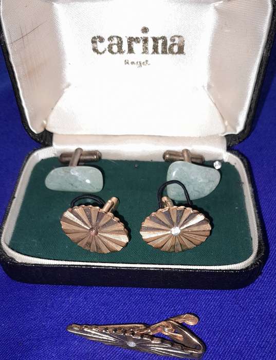 Vintage Cufflinks and  Tie clip plus small diamond chip?