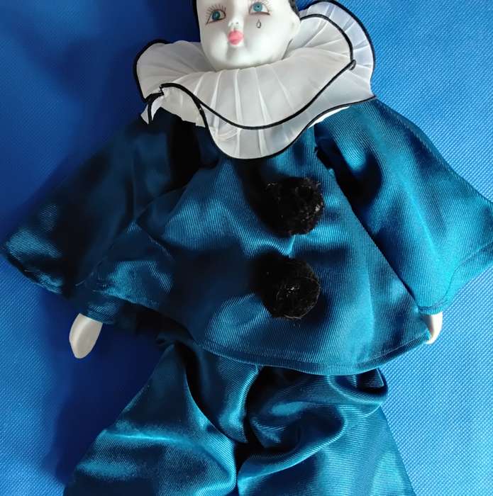 Vintage French Style Pierrot Teardrop Porcelain Doll
