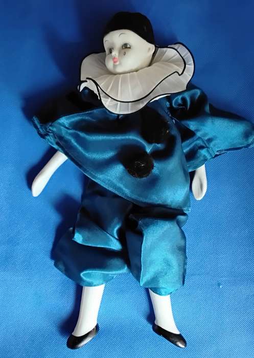 Vintage French Style Pierrot Teardrop Porcelain Doll