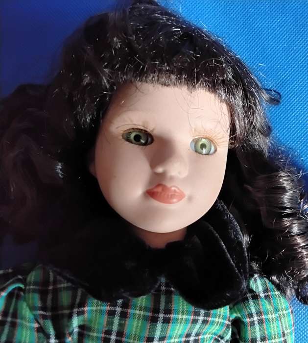 Vintage Porcelain Doll on Stand