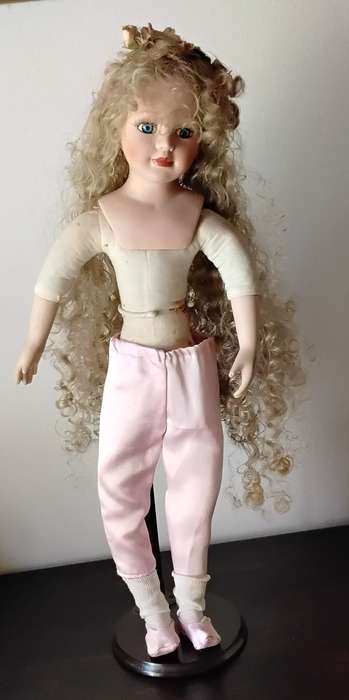 Large Vintage Porcelain Display Doll on Stand