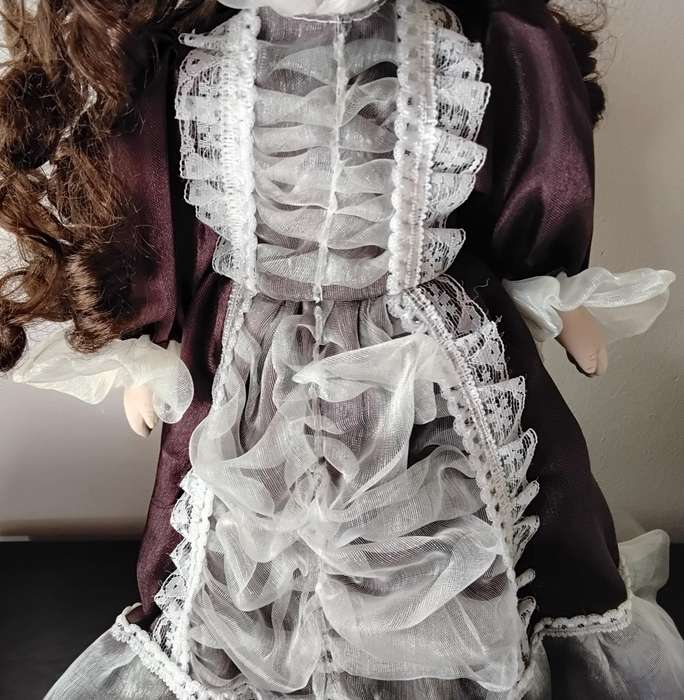 Vintage Porcelain Doll on Stand