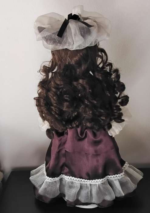 Vintage Porcelain Doll on Stand