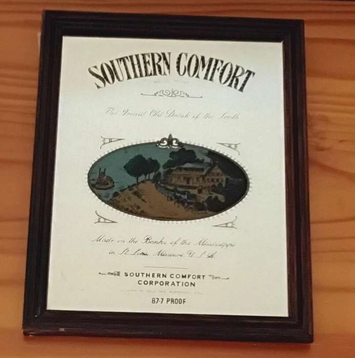 Vintage Framed Southern Comfort Bar Mirror
