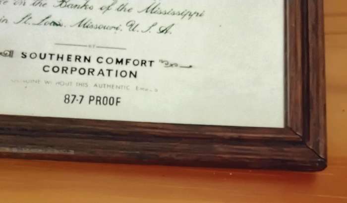 Vintage Framed Southern Comfort Bar Mirror