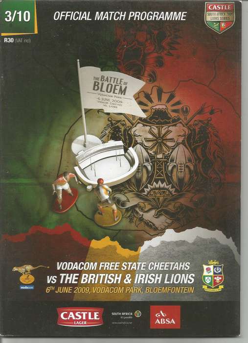 Mint Collectable The Battle of Bloem - Cheaters vs British and Irish Lions Rugby Programmes x 6