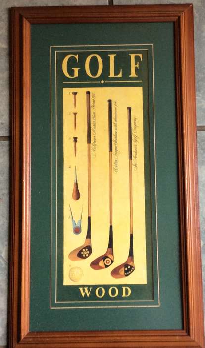 Golf Wood Poster Print framed behind Glass