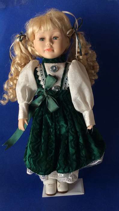 Porcelain Display Doll on Stand