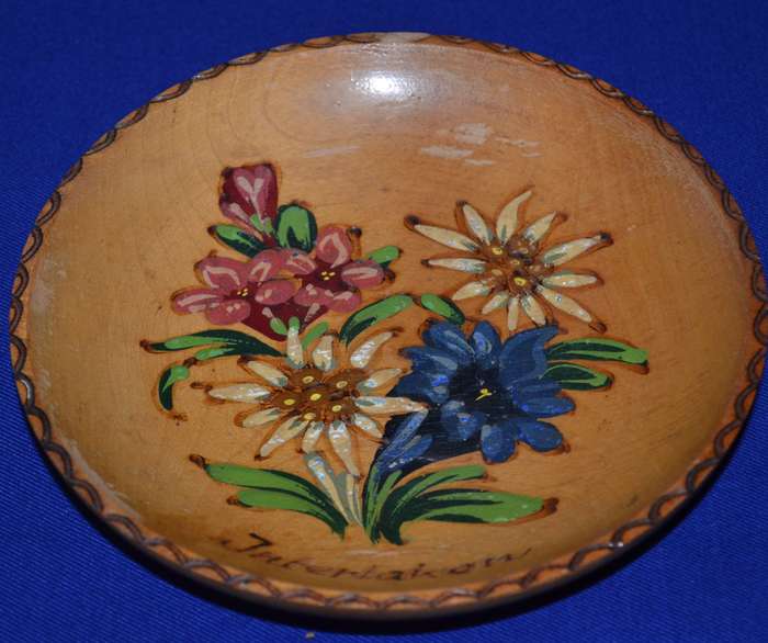 Vintage Small Hand Painted Wooden Plate