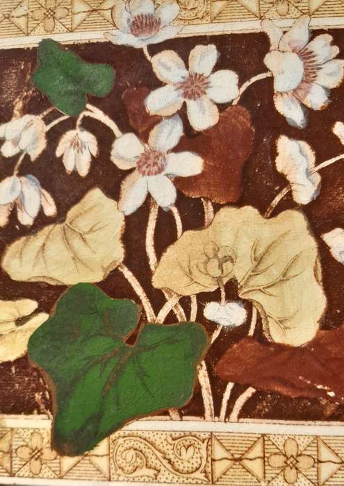 Antique Victorian  Print and Tint Floral Wall Tile