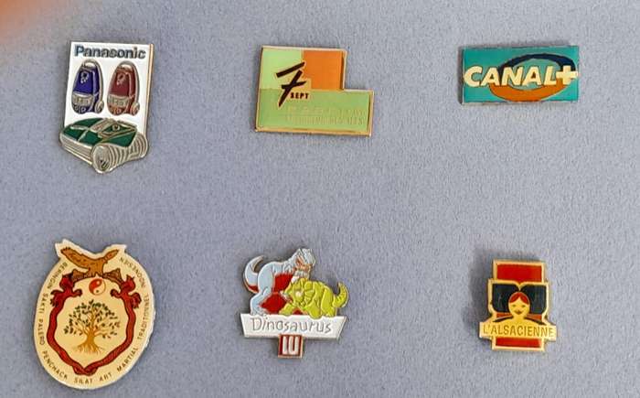 Vintage Assorted Collectable Enamel Lapel Pins 14 Pieces - Framed