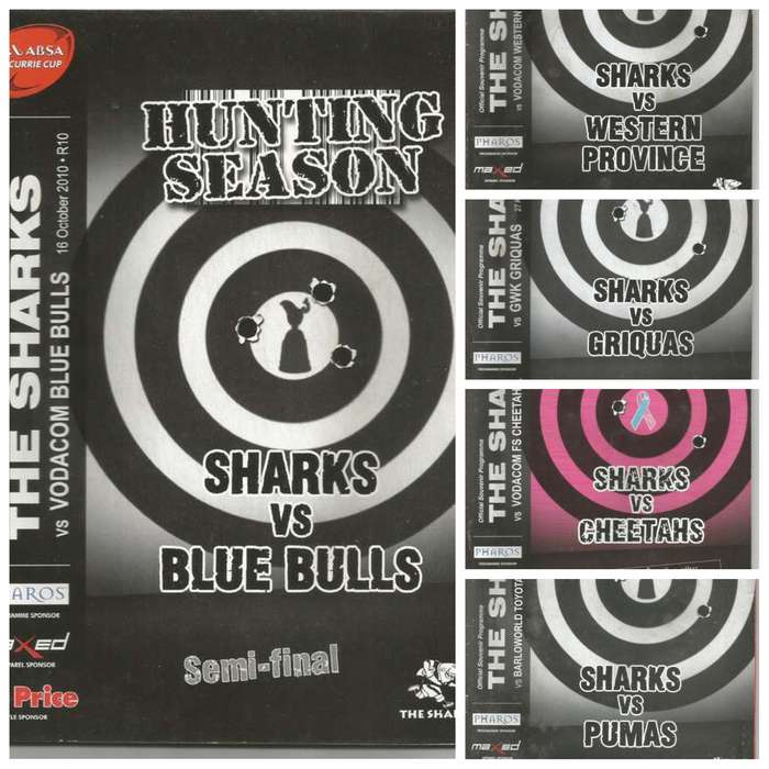 Collectable Sharks - Hunting Season - Rugby Programmes x 5 in Mint Condition
