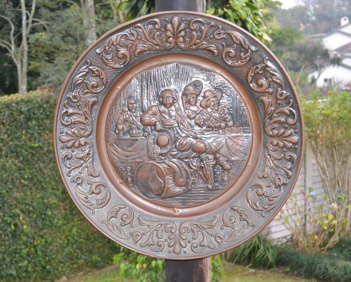Extremely Large Vintage Copper Decorative Wall Plate