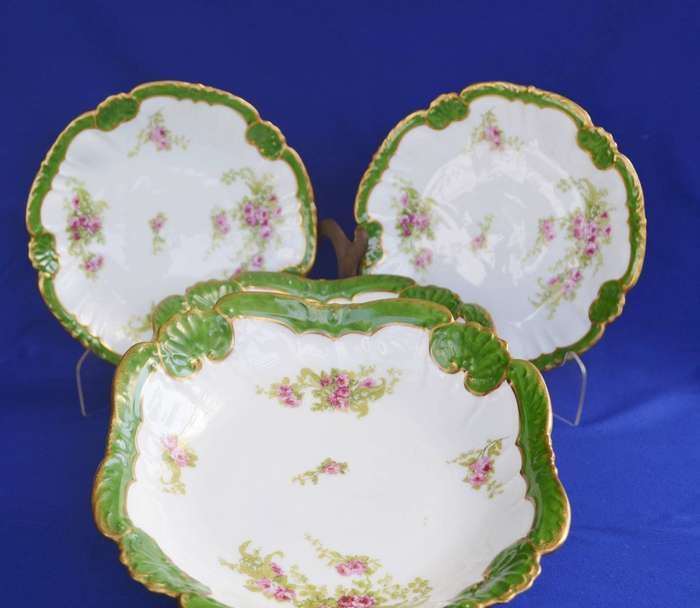 Limoges Antique (c1891 - 1914) Serving Bowls and Luncheon Plates- 6 Pieces