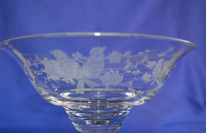 Stuart Crystal Vintage Etched  Dessert Compote Bowl