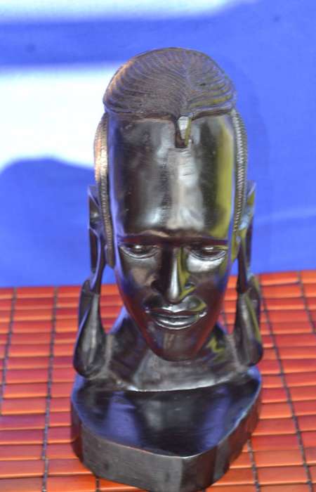 Vintage African Hard Wood Maasai Warrior Bust