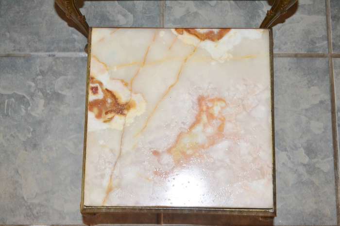 Set of Three Nesting Tables Onyx Marble Hollywood Regency