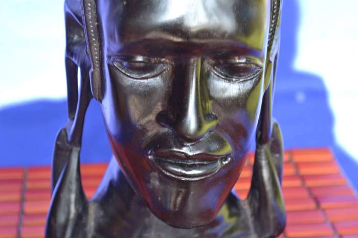 Vintage African Hard Wood Maasai Warrior Bust