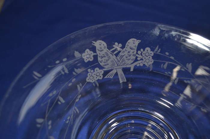 Stuart Crystal Vintage Etched  Dessert Compote Bowl