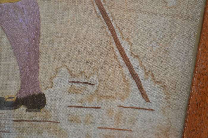True Vintage Victorian Style French Oak Barley Twist Fire Screen with Needlework Image