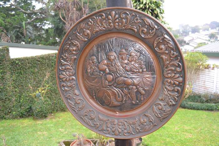 Extremely Large Vintage Copper Decorative Wall Plate