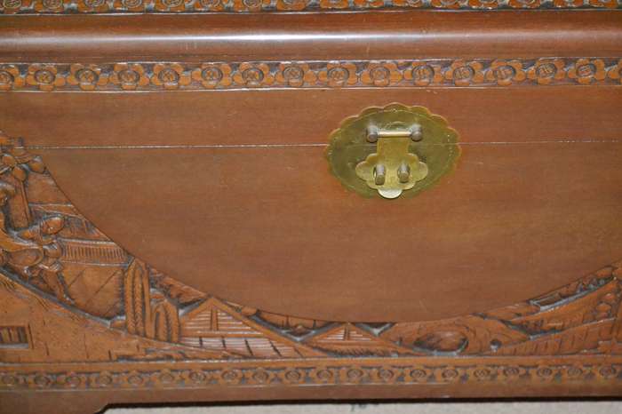 Vintage Carved Chinese Camphor Wood Kist