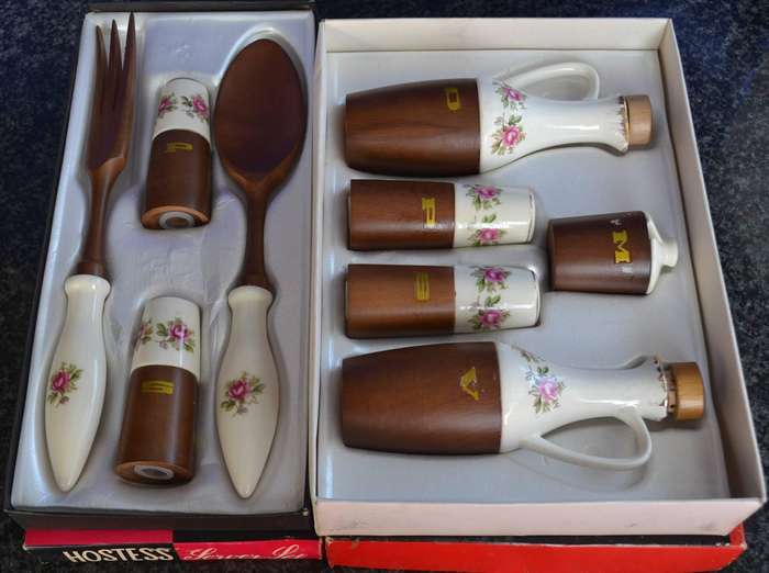 Hostess Vintage Condiment Set and Server Set- Boxed