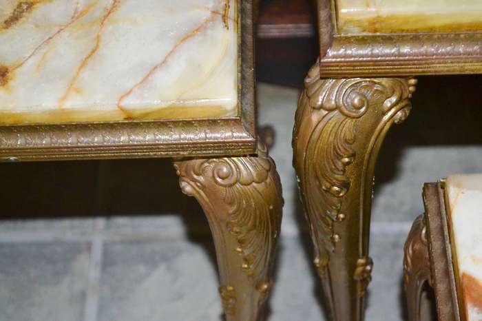 Set of Three Nesting Tables Onyx Marble Hollywood Regency
