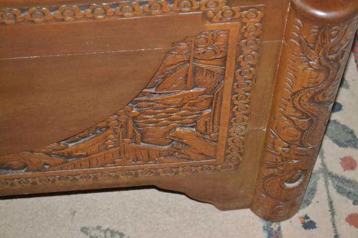 Vintage Carved Chinese Camphor Wood Kist