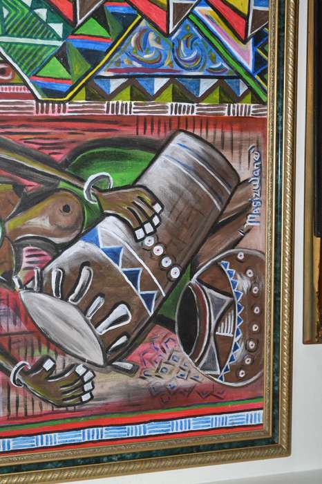 Large Original  Painting - Vibrant Ethnic Design  Signed Masizwane