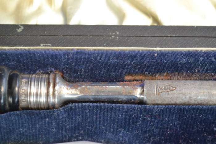 Walker and Hall Antique Cased Stag / Horn Handle Carving Set c1903 - 5 Pieces