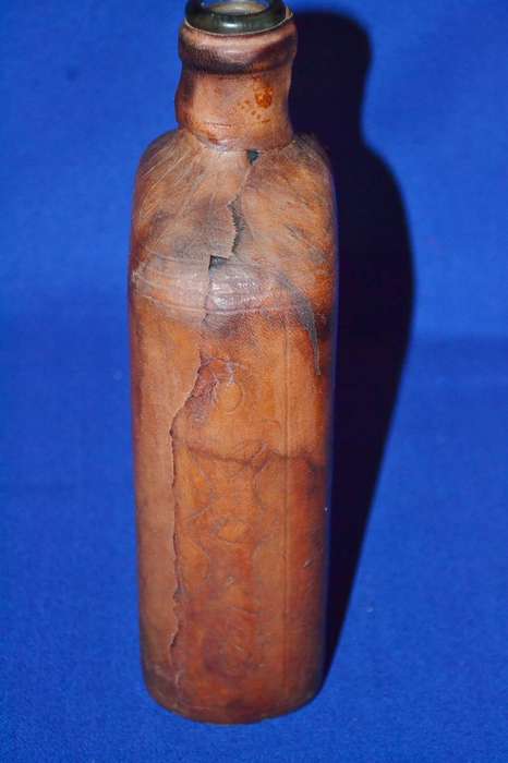True Vintage Leather wrapped Glass Bottle