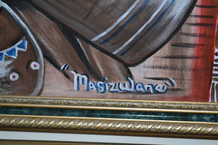Large Original  Painting - Vibrant Ethnic Design  Signed Masizwane