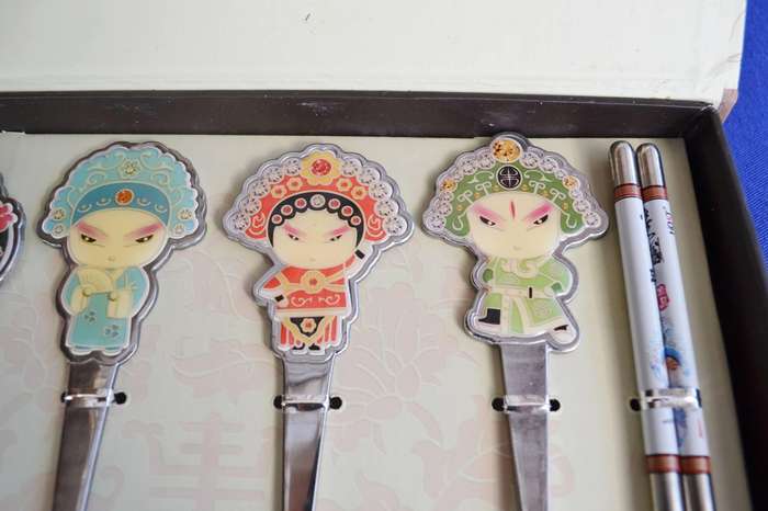 Guo Cui Jing Ju Chinese Peking  Opera Flatware and Chopstick Set - Boxed