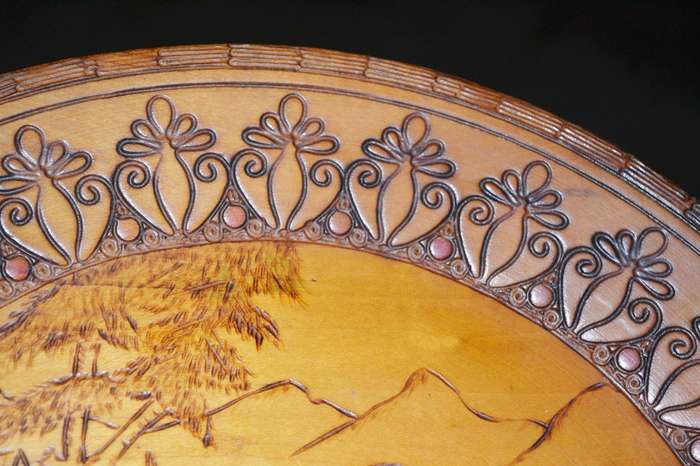 True Vintage Wooden Polish Folk Art Plate