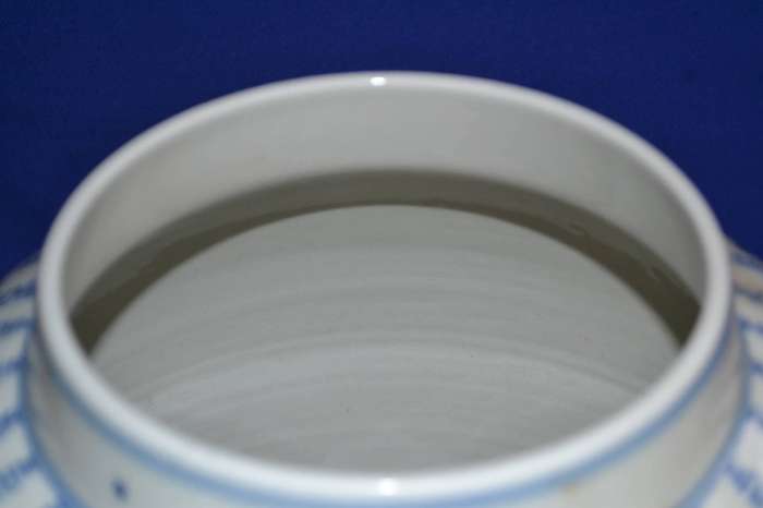 Large Vintage Chinese Lidded Porcelain Calligraphy Temple Jar (Ginger Jar)