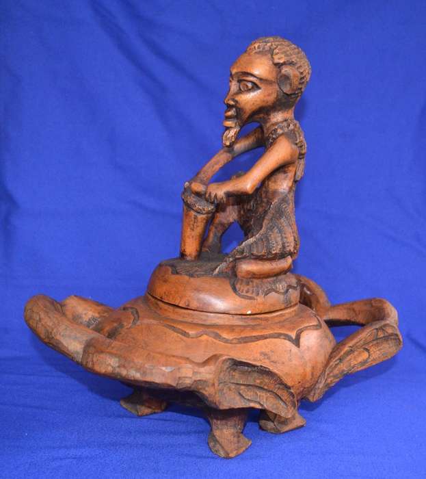 Vintage Hand Carved Wooden Figural Bowl