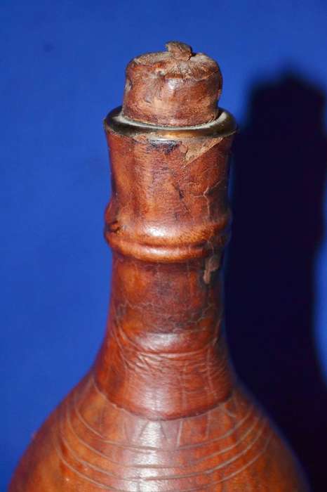True Vintage Leather wrapped Glass Bottle