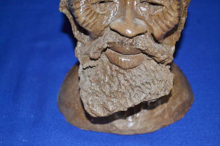 Vintage Sculpted Clay Bust - African Man - Signed