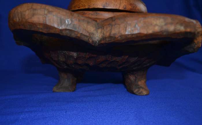 Vintage Hand Carved Wooden Figural Bowl