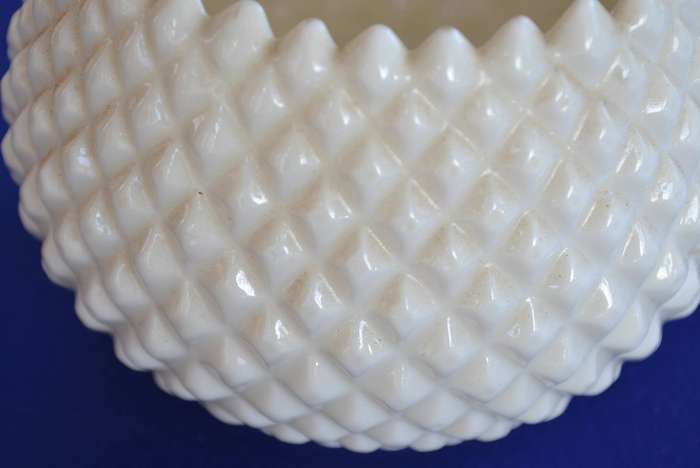 Vintage Belleek Diamond Pattern Rose Bowl Vase