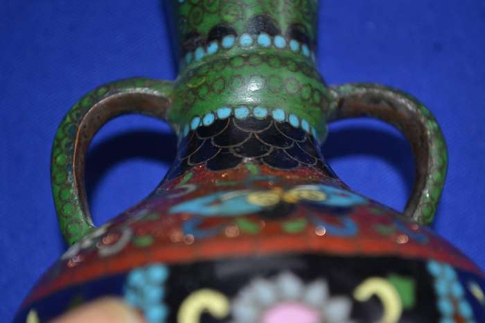 Antique Japanese Cloisonne Vases and small Gouda Jug