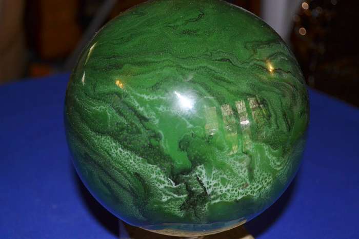 Vintage Green Sphere / Orb on stand