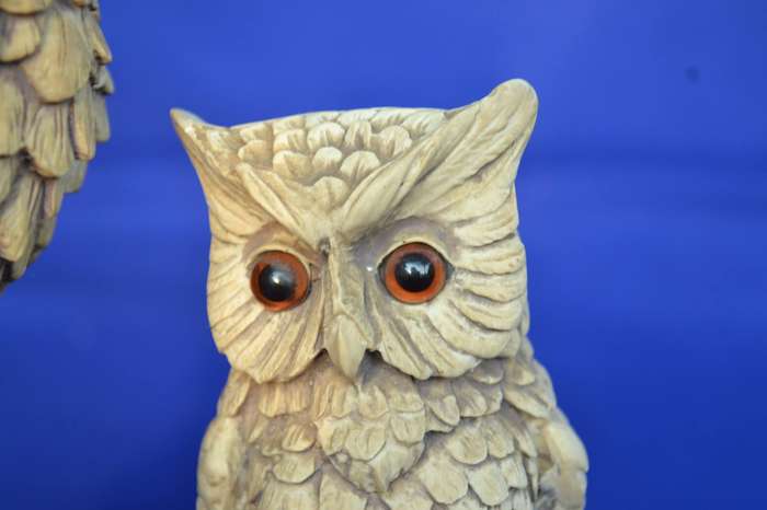 Pair of High Quality Resin Owls