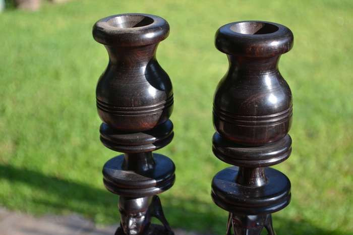 Tanzanian Hard Wood Tribal Woman Large / Heavy Candle Holders
