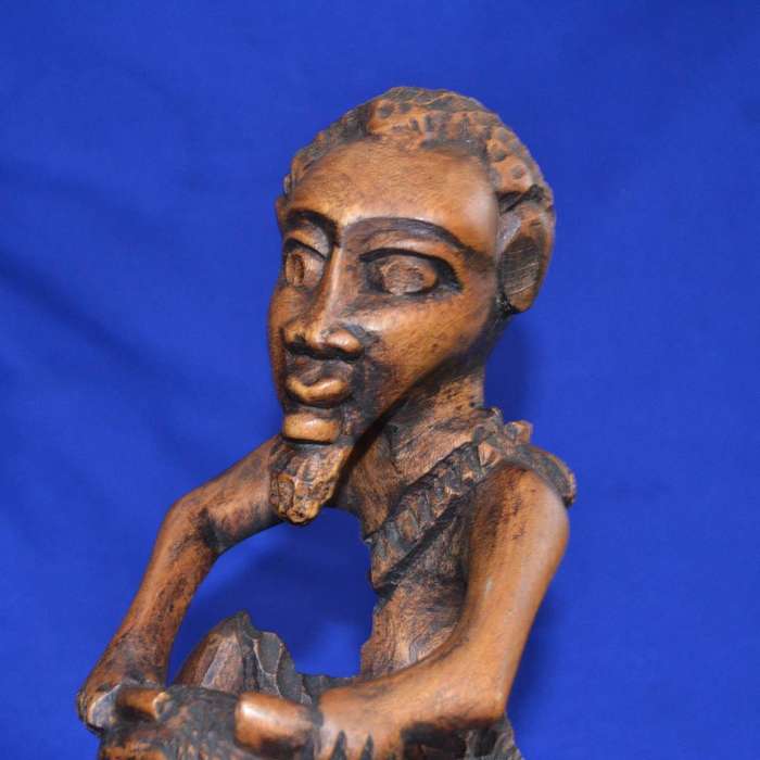 Vintage Hand Carved Wooden Figural Bowl
