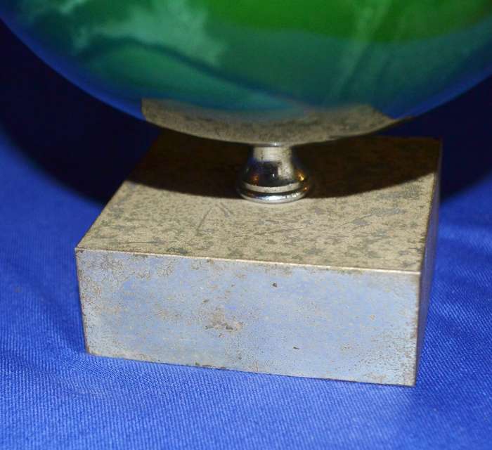 Vintage Green Sphere / Orb on stand