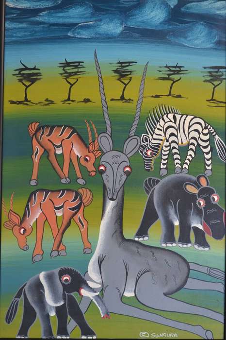 Tingatinga Painting - Original  Signed Sungura