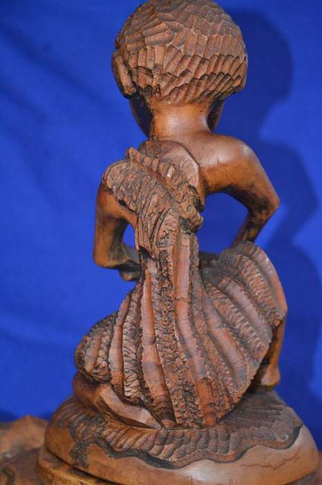 Vintage Hand Carved Wooden Figural Bowl