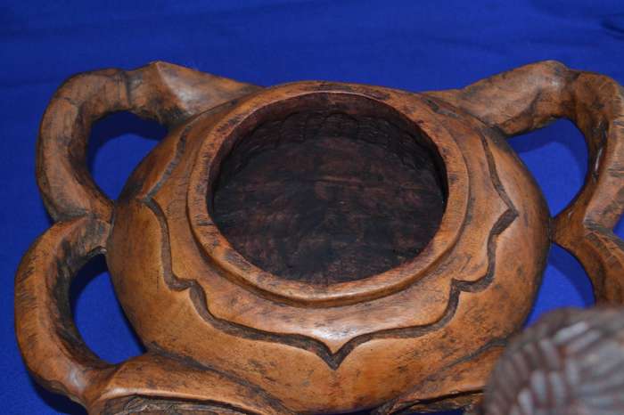 Vintage Hand Carved Wooden Figural Bowl
